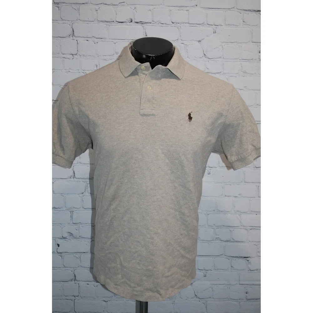 Polo Ralph Lauren Polo Shirt Mens Large Tan Golf Pique Cotton Pony Logo
